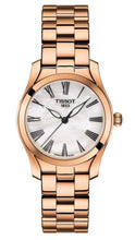Load image into Gallery viewer, Tissot T Wave Mother of Pearl Dial Rose Gold Steel Strap Watch For Women - T112.210.33.113.00