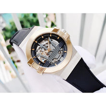 Load image into Gallery viewer, Maserati Potenza Automatic Skeleton Grey Dial Black Leather Strap Watch For Men - R8821108037