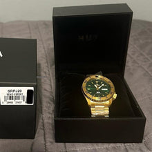 Load image into Gallery viewer, Seiko 5 Sports HUF Limited Edition Green Dial Gold Steel Strap Watch For Men - SRPJ20