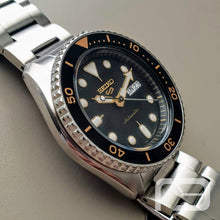 Load image into Gallery viewer, Seiko 5 Sports Automatic Black Dial Silver Steel Strap Watch For Men - SRPD57K1