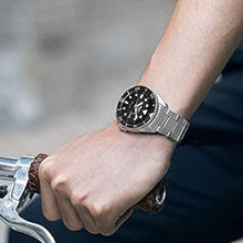 Load image into Gallery viewer, Seiko 5 Sports Automatic Day Date Black Dial Silver Steel Strap Watch for Men - SRPD55K1