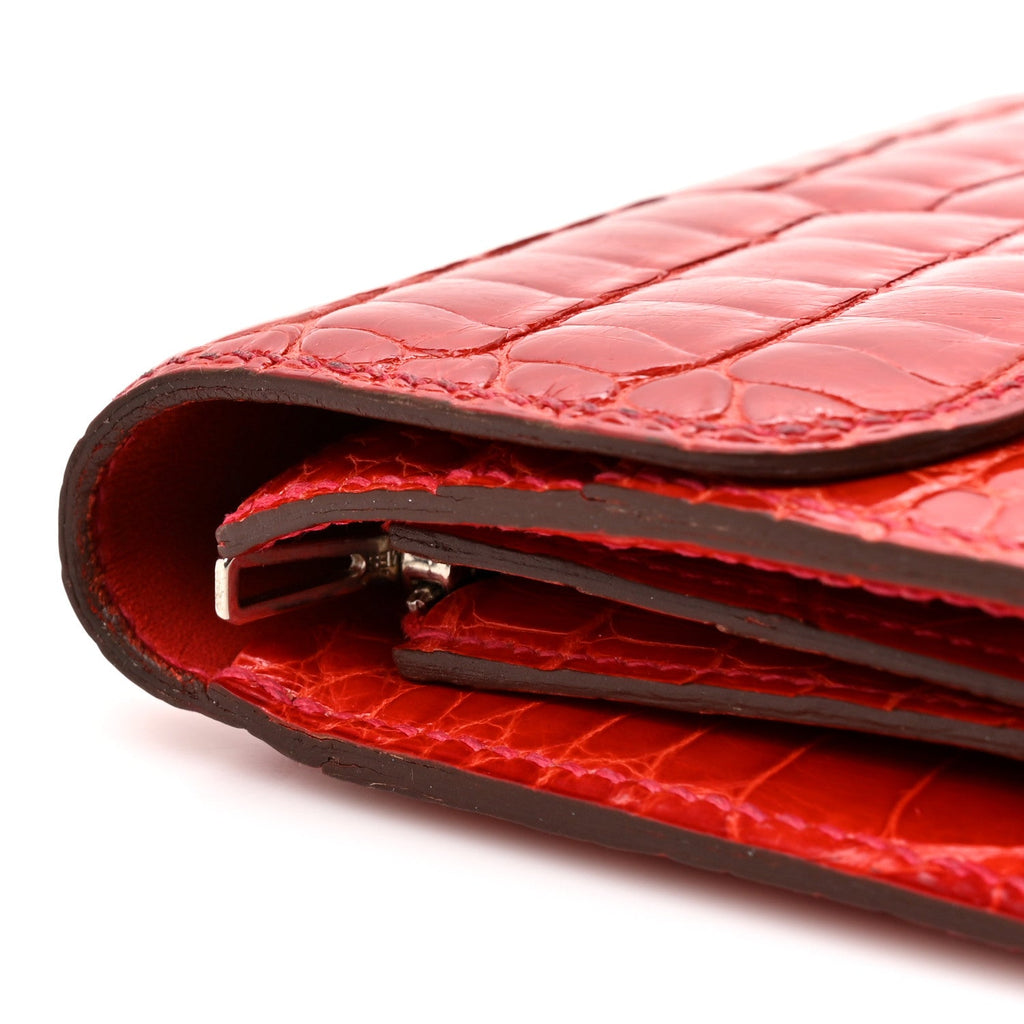 Shiny Alligator Constance Short Wallet Geranium