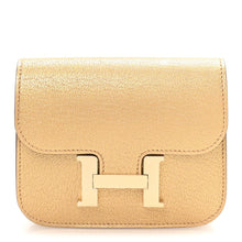 Load image into Gallery viewer, Metallic Chevre Chamkilight Constance Slim Wallet Dore