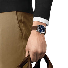 Load image into Gallery viewer, Tissot Gentlemen Powermatic 80 Silicium Blue Dial Brown Leather Strap Watch For Men - T127.407.16.041.00