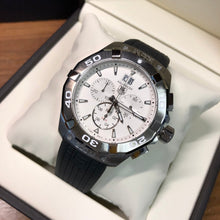 Load image into Gallery viewer, Tag Heuer Aquaracer Chronograph White Dial Black Rubber Strap Watch for Men - CAY1111.FT6041