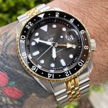 Load image into Gallery viewer, Seiko 5 Sports GMT US Special Edition Automatic Grey Dial Silver Steel Strap Watch For Men - SSK021K1