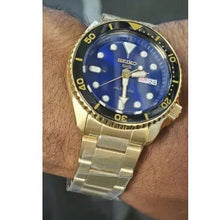 Load image into Gallery viewer, Seiko 5 Sports US Special Edition Automatic Blue Dial Gold Steel Strap Watch For Men - SRPK20