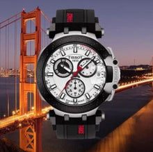 Load image into Gallery viewer, Tissot T Race Chronograph White Dial Black Silicone Strap Watch For Men - T115.417.27.011.00
