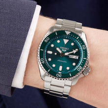 Load image into Gallery viewer, Seiko 5 Sports Automatic Green Dial Silver Steel Strap Watch For Men - SRPD61K1