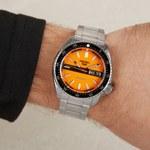 Load image into Gallery viewer, Seiko 5 Sports Double Hurricane Retro Orange Dial Silver Steel Strap Watch For Men - SRPK11K1