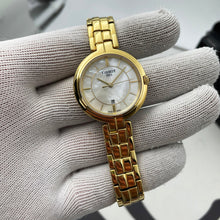 Load image into Gallery viewer, Tissot Flamingo Mother of Pearl White Dial Gold Steel Strap Watch For Women - T094.210.33.111.00