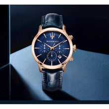 Load image into Gallery viewer, Maserati Epoca Blue Dial Leather Blue Strap Watch For Men - R8871618007