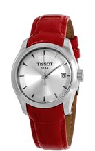 Load image into Gallery viewer, Tissot Couturier Lady Silver Dial Red Leather Strap Watch for Women - T035.210.16.031.01