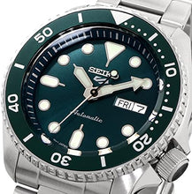 Load image into Gallery viewer, Seiko 5 Sports Automatic Green Dial Silver Steel Strap Watch For Men - SRPD61K1