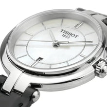 Load image into Gallery viewer, Tissot T Lady Flamingo Mother of Pearl White Dial Black Leather Strap Watch for Women - T094.210.16.111.00