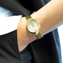 Load image into Gallery viewer, Tissot Flamingo Mother of Pearl White Dial Gold Steel Strap Watch For Women - T094.210.33.111.00