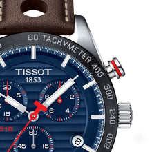 Load image into Gallery viewer, Tissot PRS 516 Chronograph Blue Dial Brown Leather Strap Watch For Men - T100.417.16.041.00