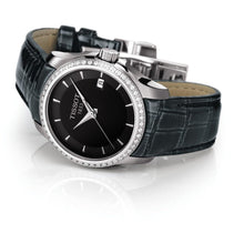 Load image into Gallery viewer, Tissot T Trend Couturier Diamonds Black Dial Black Leather Strap Watch for Women - T035.210.66.051.00