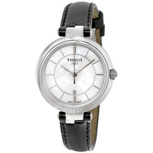 Load image into Gallery viewer, Tissot T Lady Flamingo Mother of Pearl White Dial Black Leather Strap Watch for Women - T094.210.16.111.00