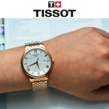 Load image into Gallery viewer, Tissot T Classic Tradition White Dial Rose Gold Steel Strap Watch For Women - T063.610.33.038.00