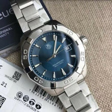 Load image into Gallery viewer, Tag Heuer Aquaracer Quartz Blue Dial Silver Steel Strap Watch for Men - WAY1112.BA0928