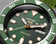 Load image into Gallery viewer, Seiko 5 Sports Automatic Analog Green Dial Silver Steel Strap Watch For Men - SRPD63K1