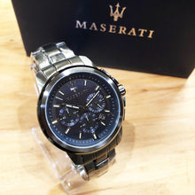 Load image into Gallery viewer, Maserati Successo Chronograph Blue Dial Black Steel Strap Watch For Men - R8873621005