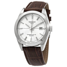 Load image into Gallery viewer, Tissot Gentleman Powermatic 80 Silicium Silver Dial Brown Leather Strap Watch For Men - T127.407.16.031.01