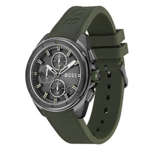 Load image into Gallery viewer, Hugo Boss Volane Chronograph Grey Dial Green Rubber Strap Watch For Men - 1513952