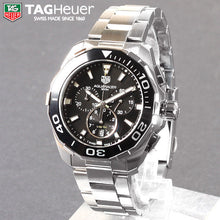 Load image into Gallery viewer, Tag Heuer Aquaracer Quartz Chronograph Black Dial Silver Steel Strap Watch for Men - CAY111A.BA0927