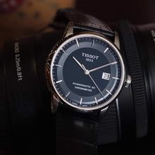 Load image into Gallery viewer, Tissot T Classic Luxury Powermatic 80 Black Dial Black Leather Strap Watch For Men - T086.408.16.051.00