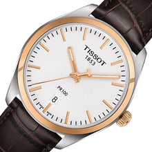 Load image into Gallery viewer, Tissot T Classic PR 100 Quartz White Dial Brown Leather Strap Watch for Men - T101.410.26.031.00