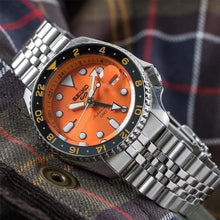 Load image into Gallery viewer, Seiko 5 Sports GMT Automatic Orange Dial Silver Steel Strap Watch For Men - SSK005K1