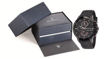Load image into Gallery viewer, Maserati Ingegno Chronograph Black Dial Black Leather Strap Watch For Men - R8871619003