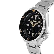 Load image into Gallery viewer, Seiko 5 Sports Automatic Black Dial Silver Steel Strap Watch For Men - SRPD57K1