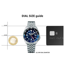 Load image into Gallery viewer, Seiko 5 Sports GMT SKX Automatic Blueberry Dial Silver Steel Strap Watch For Men - SSK003K1