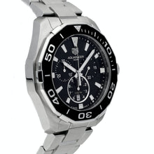 Load image into Gallery viewer, Tag Heuer Aquaracer Quartz Chronograph Black Dial Silver Steel Strap Watch for Men - CAY111A.BA0927