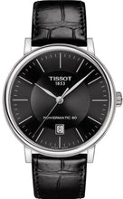 Load image into Gallery viewer, Tissot Carson Premium Powermatic 80 Black Dial Black Leather Strap Watch For Men - T122.407.16.051.00