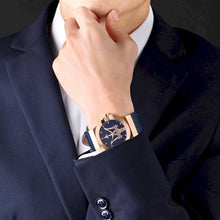Load image into Gallery viewer, Maserati Potenza 42mm Rose Gold &amp; Blue Dial Blue Leather Strap Watch For Men - R8851108027