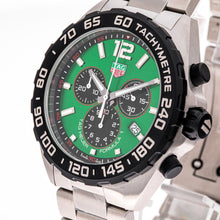 Load image into Gallery viewer, Tag Heuer Formula 1  Chronograph Green Dial Silver Steel Strap Watch for Men - CAZ101AP.BA0842