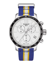 Tissot Quickster Chronograph NBA Golden State Warriors White Dial Two Tone NATO Strap Watch for Men - T095.417.17.037.15
