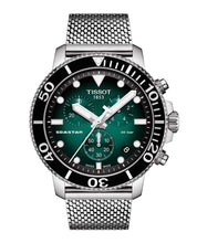 Load image into Gallery viewer, Tissot Seastar 1000 Chronograph Green Dial Silver Mesh Bracelet Watch For Men - T120.417.11.091.00