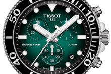 Load image into Gallery viewer, Tissot Seastar 1000 Chronograph Green Dial Silver Mesh Bracelet Watch For Men - T120.417.11.091.00