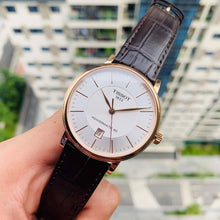 Load image into Gallery viewer, Tissot Carson Premium Powermatic 80 White Dial Brown Leather Strap Watch For Men - T122.407.36.031.00