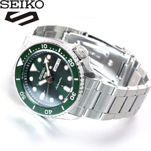 Load image into Gallery viewer, Seiko 5 Sports Automatic Analog Green Dial Silver Steel Strap Watch For Men - SRPD63K1
