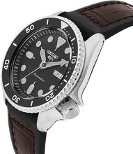 Load image into Gallery viewer, Seiko 5 Sports SKX Automatic Black Dial Black Leather Strap Watch for Men - SRPD55K2