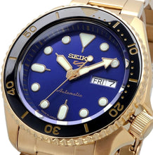 Load image into Gallery viewer, Seiko 5 Sports US Special Edition Automatic Blue Dial Gold Steel Strap Watch For Men - SRPK20