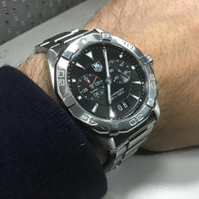 Load image into Gallery viewer, Tag Heuer Aquaracer Quartz Black Dial Silver Steel Strap Watch for Men - WAY111Z.BA0928