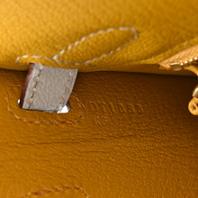 Load image into Gallery viewer, Chevre Mysore Horseshoe Kelly Sellier 25 Jaune Ambre Bleu Glacier