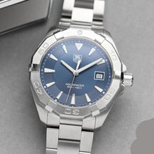 Load image into Gallery viewer, Tag Heuer Aquaracer Quartz Blue Dial Silver Steel Strap Watch for Men - WAY1112.BA0928